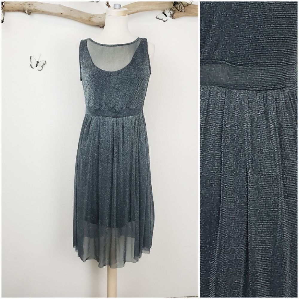 Supperrfoxx gray shimmer sheer sheath dress